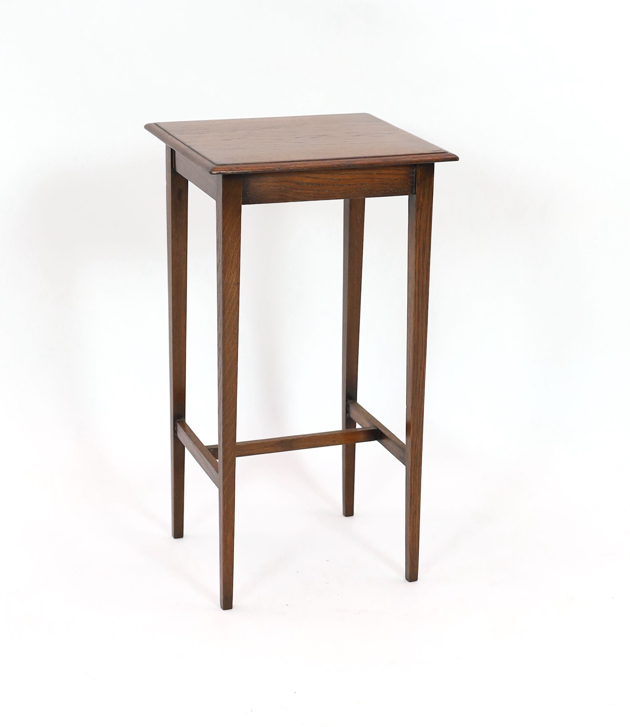 An early 20th century rectangular oak occasional table, width 36cm depth 33cm height 66cm